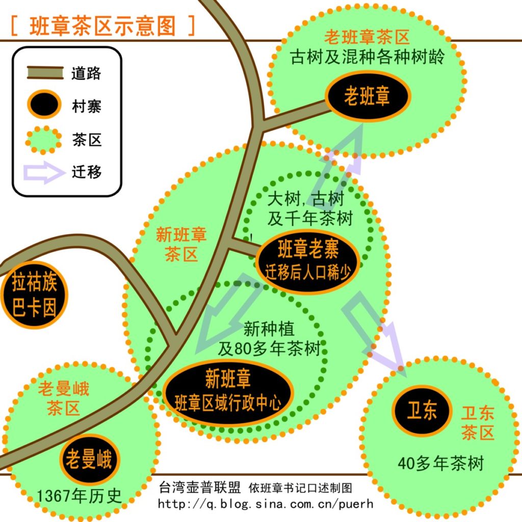 班章茶区示意图/2007年依班章书记口述制图