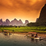 桂林 Boat Breaks Tranquil Evening Reflection Photography | 攝影    [ 潘俊宏 Arttopan -艺术家 artist ]